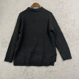 NEW Well Worn Wool Blend  Womens M Black Speckled Knit Sweater mock neck